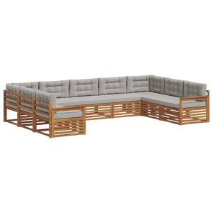 vidaXL Conjunto de sof&aacute;s de exterior 9 pcs Gris Natural y Claro