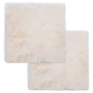 vidaXL Cojines de sillas 2 uds piel de oveja aut&eacute;ntica blanco 40x40 cm
