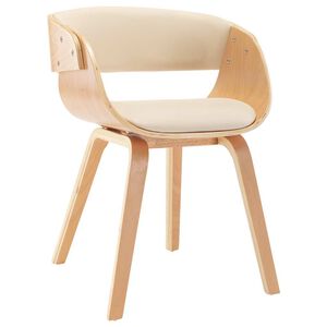 vidaXL Silla de comedor madera curvada y cuero sint&eacute;tico crema