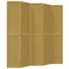 vidaXL Biombo separador de 5 paneles madera maciza paulownia marr&oacute;n