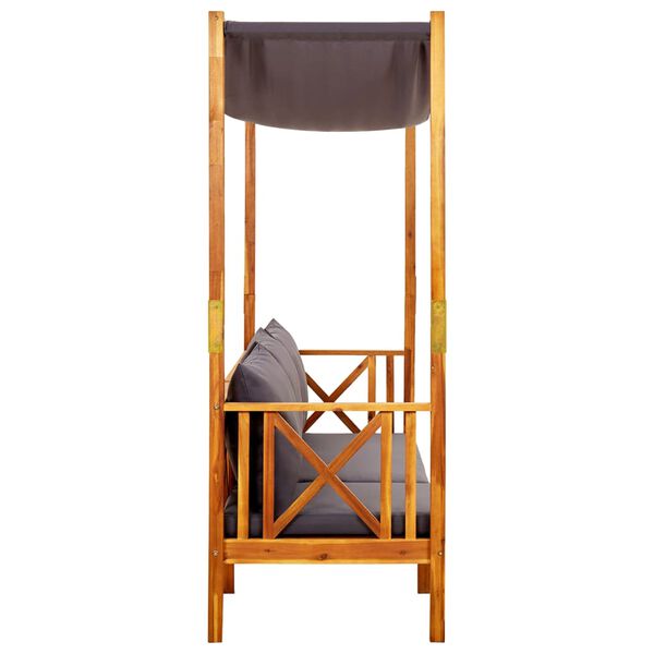 vidaXL Banco de jard&iacute;n con toldo y reposapi&eacute;s madera de acacia maciza