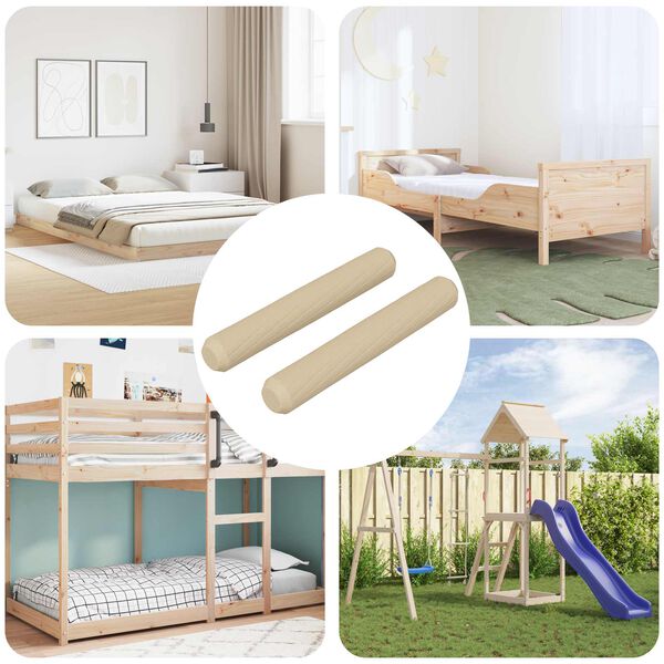 vidaXL Dowel de madera 2 pcs Marr&oacute;n &Oslash;8 x 50 mm Madera maciza