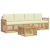 vidaXL Conjunto de sof&aacute;s de exterior 5 pcs Blanco y Crema Poli&eacute;ster
