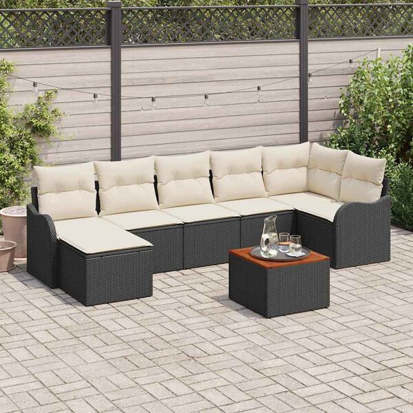 vidaXL Conjunto de sof&aacute;s de jard&iacute;n 8 pcs Negro rat&aacute;n sint&eacute;tico