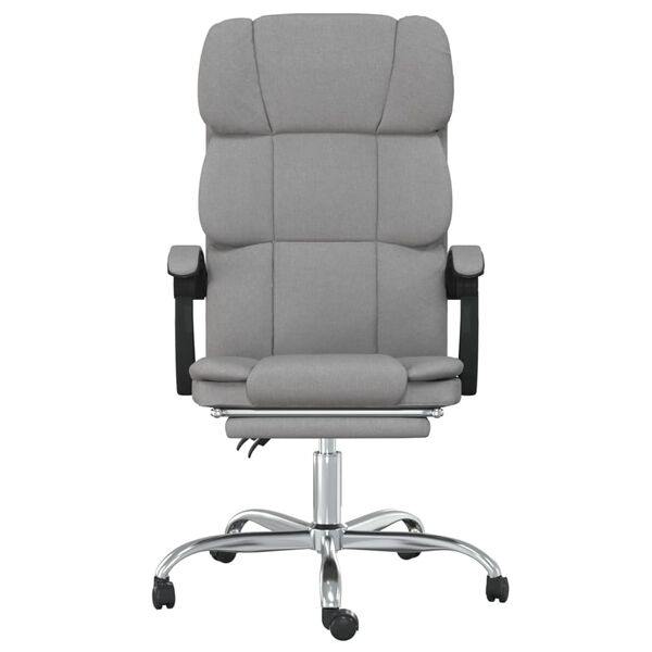 vidaXL Silla de oficina reclinable de tela gris claro
