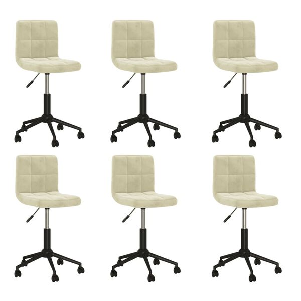 vidaXL Sillas de comedor giratorias 6 unidades terciopelo crema