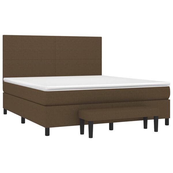 vidaXL Cama box spring con colch&oacute;n tela marr&oacute;n oscuro 180x200 cm