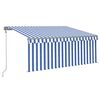 vidaXL Toldo autom&aacute;tico retr&aacute;ctil con persiana azul y blanco 3x2,5m