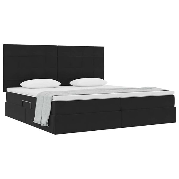 vidaXL Cama con almacenamiento y colch&oacute;n Negro 200 x 200 cm Terciopelo