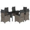 vidaXL Set comedor jard&iacute;n 7 pzas y cojines rat&aacute;n sint&eacute;tico gris