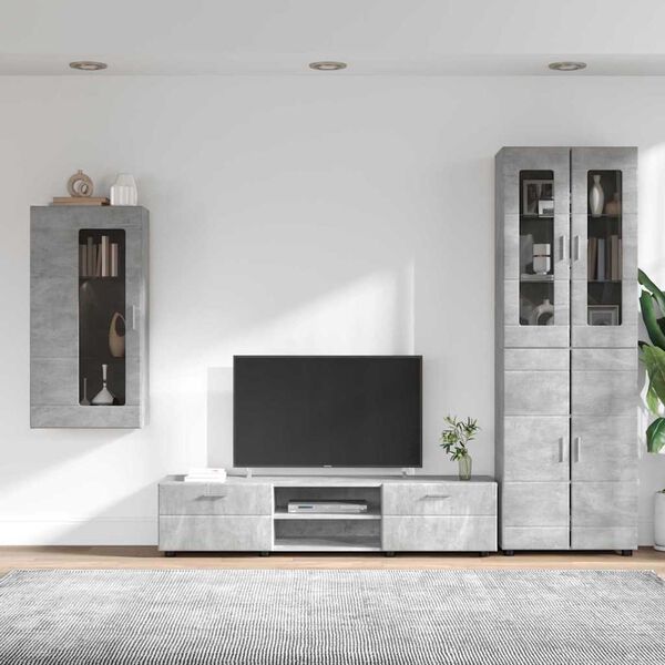 vidaXL Conjunto de mueble de TV con caj&oacute;n FLORIN Gris Concreto