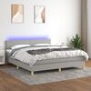 vidaXL Cama box spring con colch&oacute;n tela y LED gris claro 180x200 cm