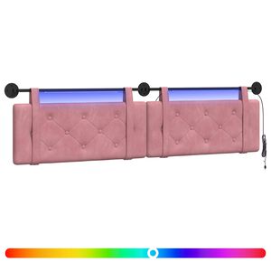 vidaXL Cabecero colgante Con luz LED Rosa Terciopelo