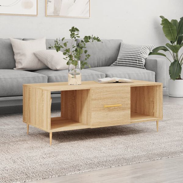 vidaXL Mesa de centro madera contrachapada roble Sonoma 102x50x40 cm