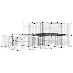 vidaXL Jaula para mascotas de 44 paneles puerta acero negro 175x105x70 cm