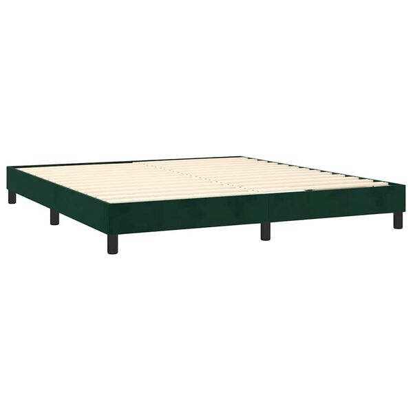 vidaXL Cama box spring con colch&oacute;n terciopelo verde oscuro 160x200 cm