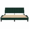 vidaXL Estructura de cama con LED sin colch&oacute;n Hanko terciopelo verde oscuro 160x200cm