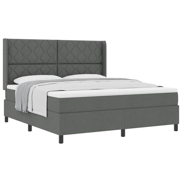 vidaXL Cama tipo Box Spring con colch&oacute;n Gris oscuro 180 x 200 cm tela