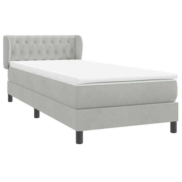 vidaXL Cama box spring con colch&oacute;n terciopelo gris claro 80x220 cm