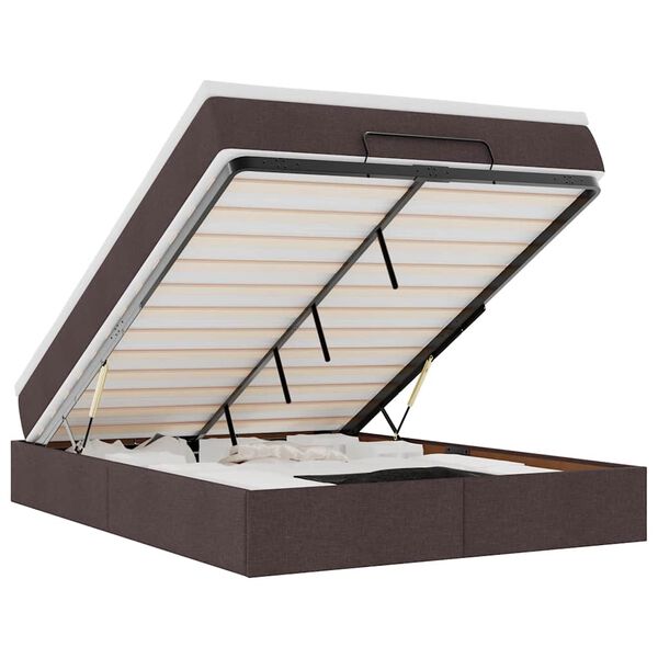 vidaXL Estructura cama otomana colch&oacute;n tela marr&oacute;n oscuro 140x190cm