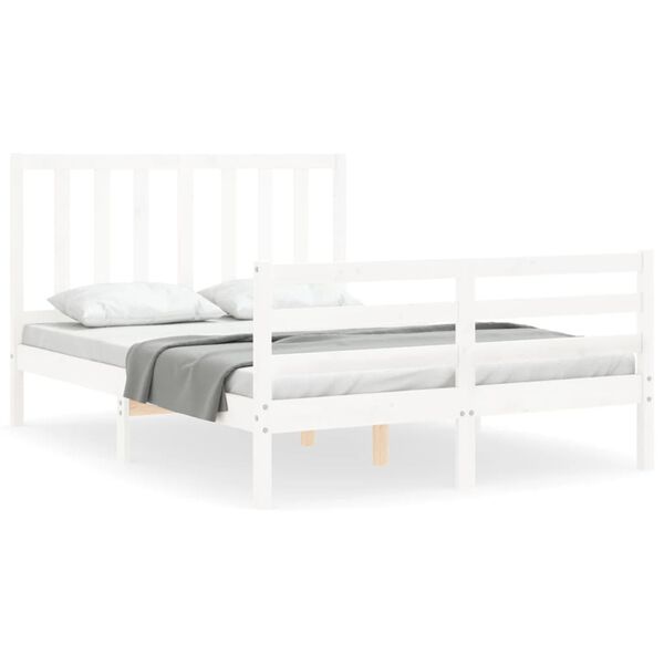 vidaXL Estructura de cama sin colch&oacute;n madera de pino blanca 140x200 cm
