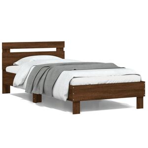 vidaXL Estructura cama con cabecero sin colch&oacute;n marr&oacute;n roble 100x200cm