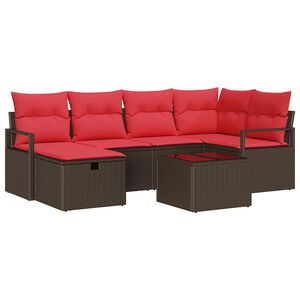 vidaXL Juego de Sof&aacute; 7 uds. 6-N&uacute;mero de plazas Marr&oacute;n y Rojo