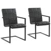 vidaXL Sillas voladizas de comedor 2 unidades cuero aut&eacute;ntico negro