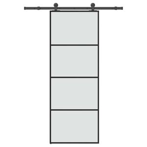 vidaXL Puerta corredera con set herrajes vidrio ESG aluminio 76x205 cm