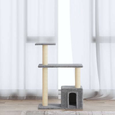 vidaXL Rascador para gatos con postes de sisal gris claro 70 cm