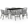 vidaXL Juego de comedor de jard&iacute;n 7 piezas rat&aacute;n sint&eacute;tico gris