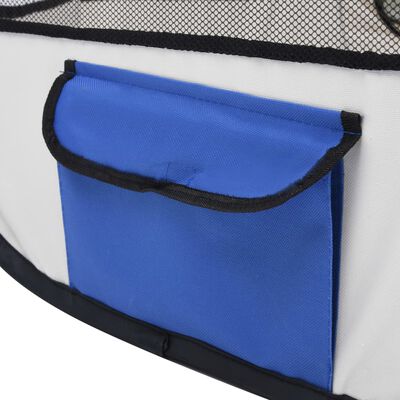 vidaXL Parque de perros plegable y bolsa de transporte azul 90x90x58cm