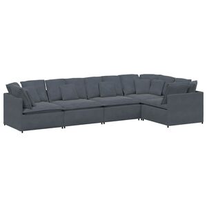 vidaXL Sof&aacute; modular con cojines de terciopelo gris oscuro