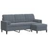 vidaXL Sof&aacute; de 3 plazas con taburete de terciopelo gris oscuro 180 cm