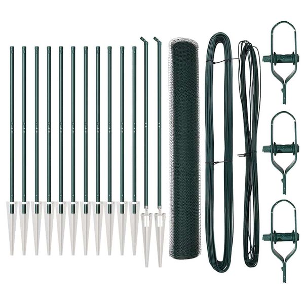 vidaXL Poste de Valla Verde 25 x 1,4 m (malla de 25 mm) Acero y PVC