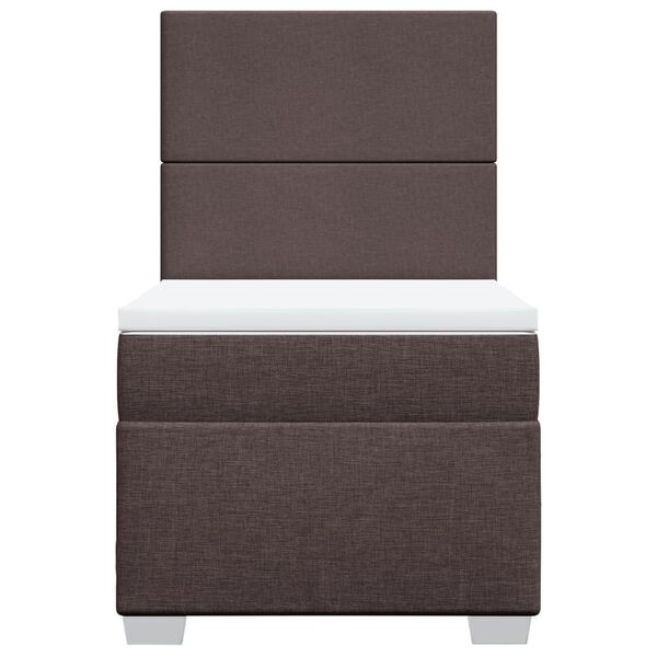 vidaXL Cama box spring con colch&oacute;n tela marr&oacute;n oscuro 90x190 cm