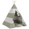 vidaXL Tienda para ni&ntilde;os Rayado Gris y blanco 120 x 120 x 150 cm
