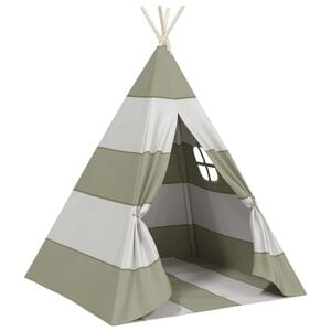 vidaXL Tienda para ni&ntilde;os Rayado Gris y blanco 120 x 120 x 150 cm