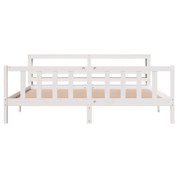 vidaXL Cama sin colch&oacute;n madera maciza de pino blanca 180x200 cm