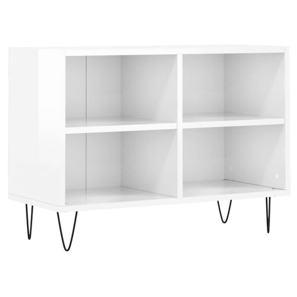vidaXL Mueble de TV madera de ingenier&iacute;a blanco brillo 69,5x30x50 cm
