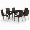 vidaXL Juego de comedor de jard&iacute;n 7 piezas marr&oacute;n y negro