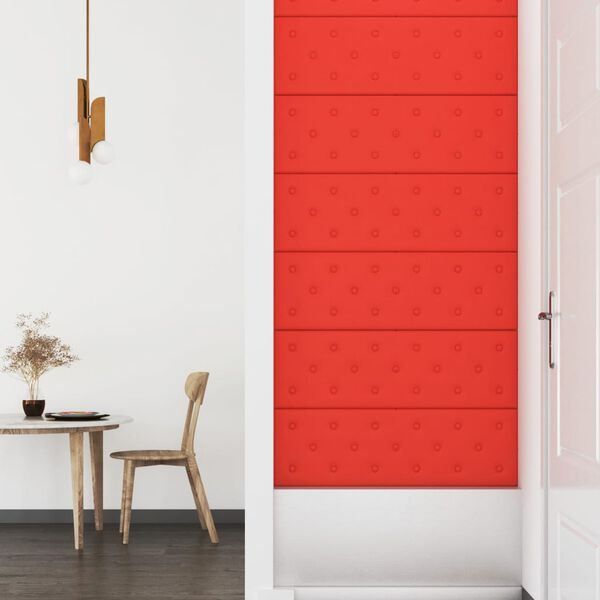 vidaXL Paneles de pared 12 uds cuero sint&eacute;tico rojo 90x30 cm 3,24 m&sup2;