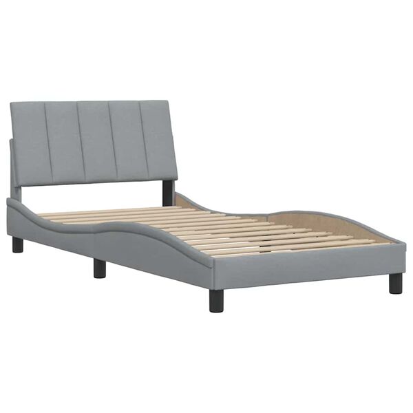 vidaXL Estructura de cama sin colch&oacute;n Hanko tela gris claro 90x200 cm