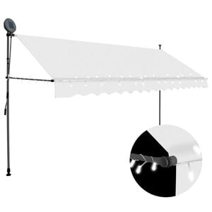 vidaXL Toldo manual retr&aacute;ctil con LED crema 350 cm