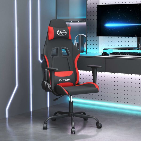 vidaXL Silla gaming tela negro y rojo