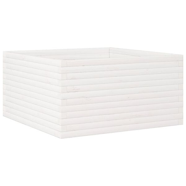 vidaXL Jardinera de madera maciza de pino blanca 90x90x46 cm