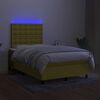 vidaXL Cama box spring con colch&oacute;n y LED tela verde 120x200 cm