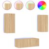vidaXL Muebles TV pared con LED 4 pzas madera ingenier&iacute;a roble Sonoma