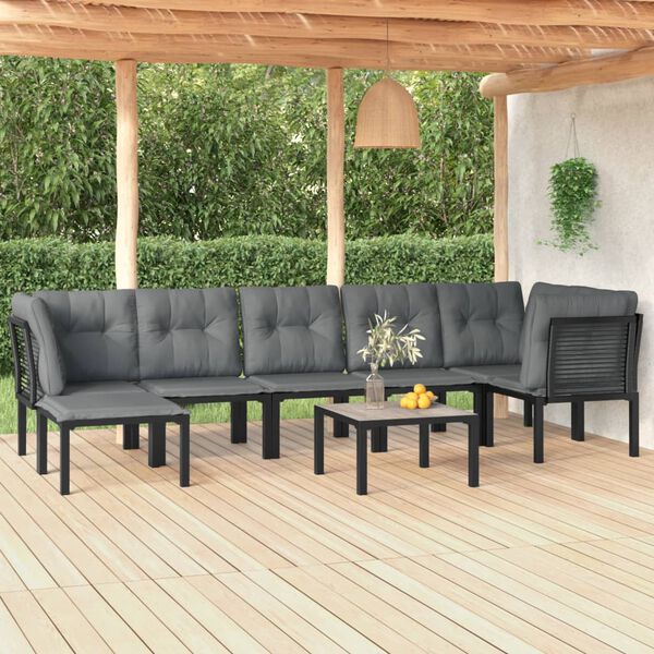vidaXL Juego de muebles de jardín 8 pzas ratán sintético negro y gris