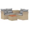 vidaXL Juego de Sof&aacute; 6 uds. Beige y Gris Claro Rat&aacute;n sint&eacute;tico y acero